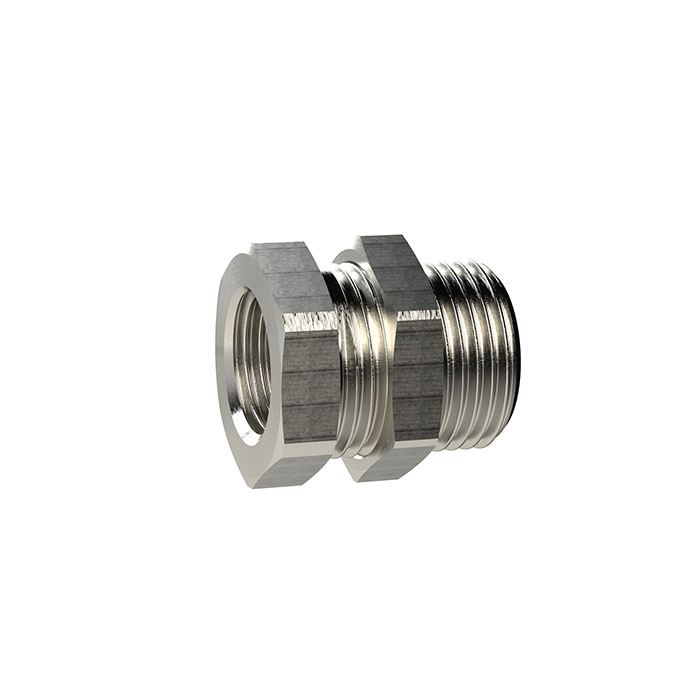 Bulkhead fitting, M49x2 o., G 1 1/4 i., nickel-plated brass