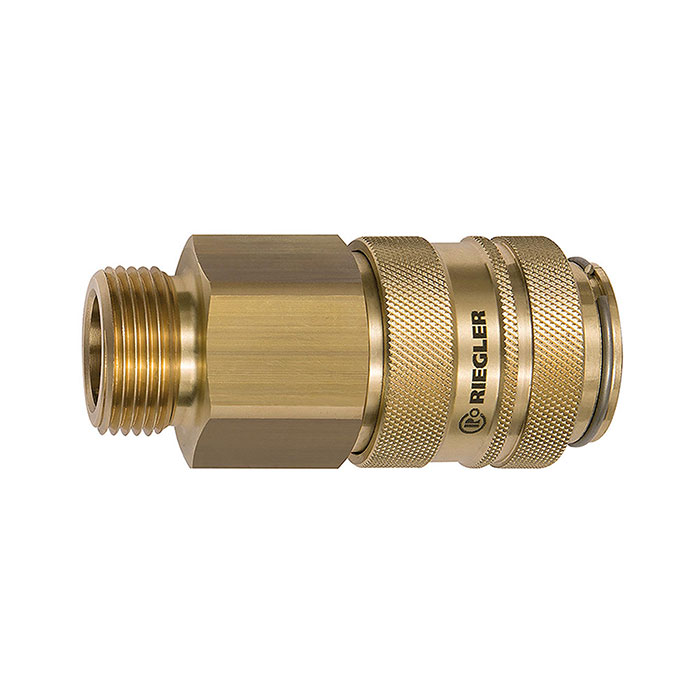 Quick-connect coupling I.D. 19, Bright brass, G 3/4 ET