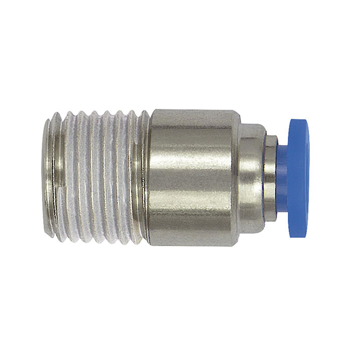 Straight push-in fitting »Blue Series« mini, round, R 1/8