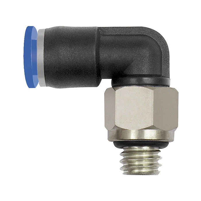 Push-in L-fitting »Blue Series« mini, rotating, M3