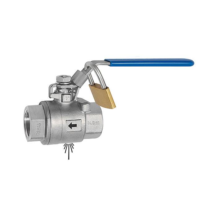 Stainless steel ball valve, lockable, venting hole, G 3/8