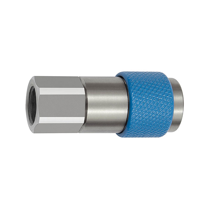 Captive swivel safety coupling I.D. 6, ISO 6150 C, G 3/8 IT, blue