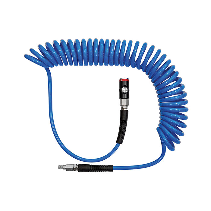 Spiral hose coupl. set, Push button coupl., PU, Hose Ø 8x5, 7.5 m