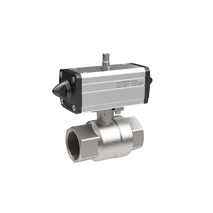 Brass ball valve, Pneum. actuation drive, double-acting, Rp 1 1/4