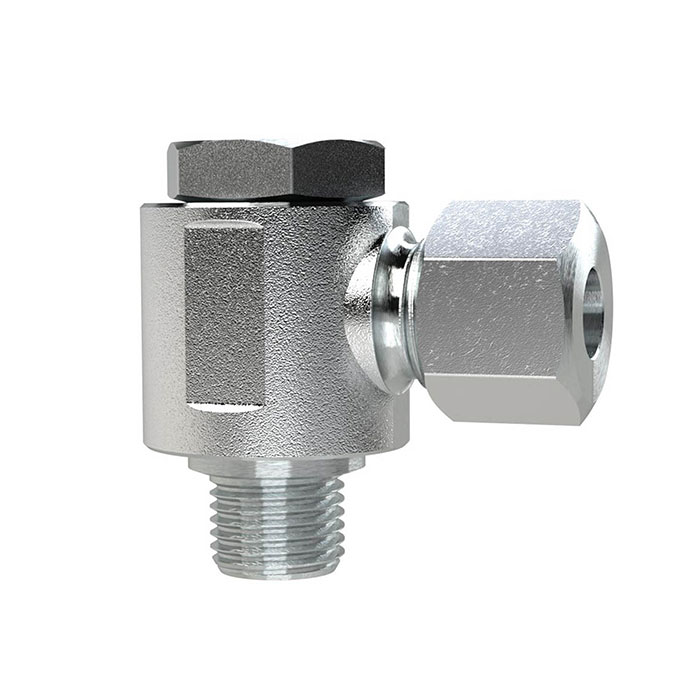 Pivoting angled fitting, M10x1.0 o., Pipe exterior Ø 6