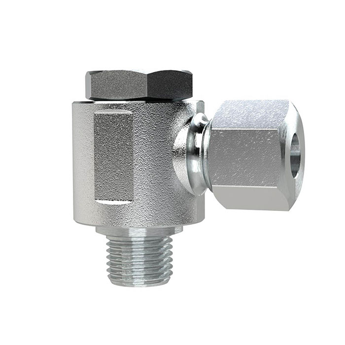 Pivoting angled fitting, G 1/8 o., Pipe exterior Ø 4