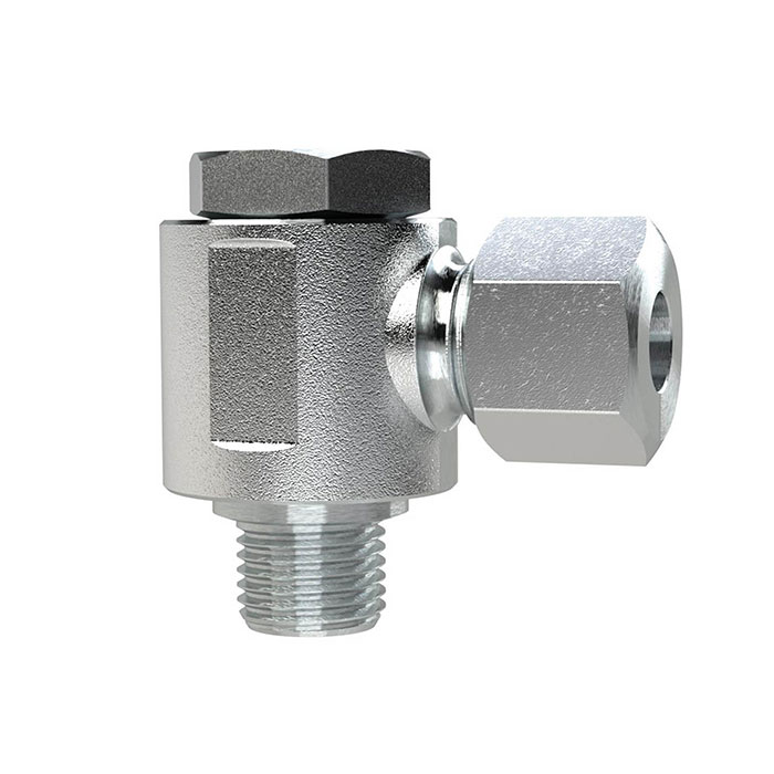 Pivoting angled fitting, G 1/4 o., Pipe exterior Ø 6