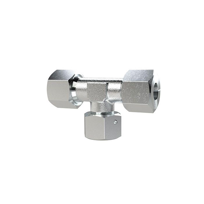 Adjustable T-fitting, Pipe ext. Ø 6, galvanised steel