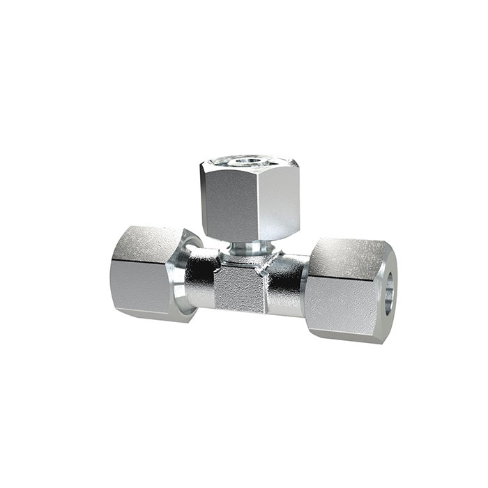 Adjustable T screw fitting, Pipe ext. Ø 8, galvanised steel