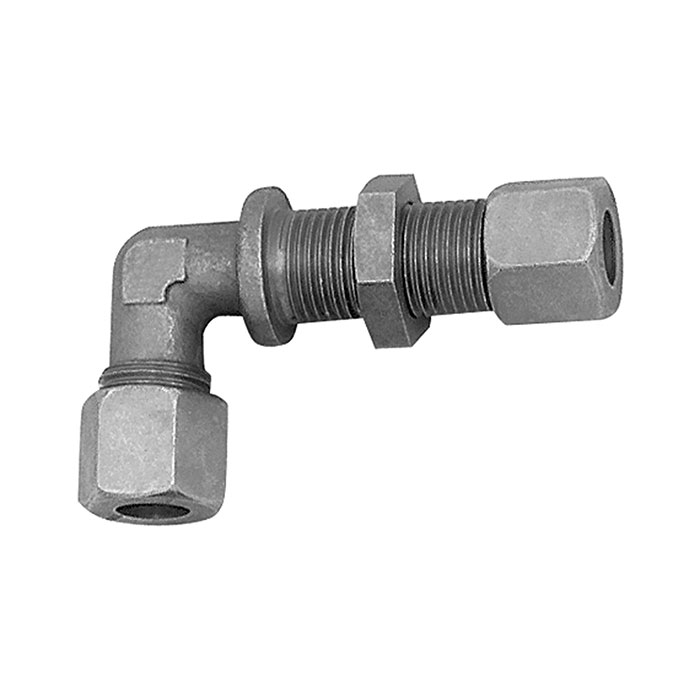 Bulkhead elbow connector, Pipe exterior Ø 22 mm, galvanised steel