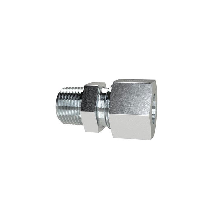 Straight screw-in fitting, M8o. Pipe ext.Ø4, galvanised steel