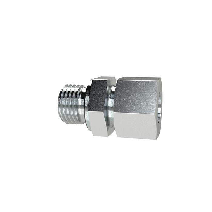 Straight screw-in fitting, M22o. Pipe ext.Ø18, galvanised steel