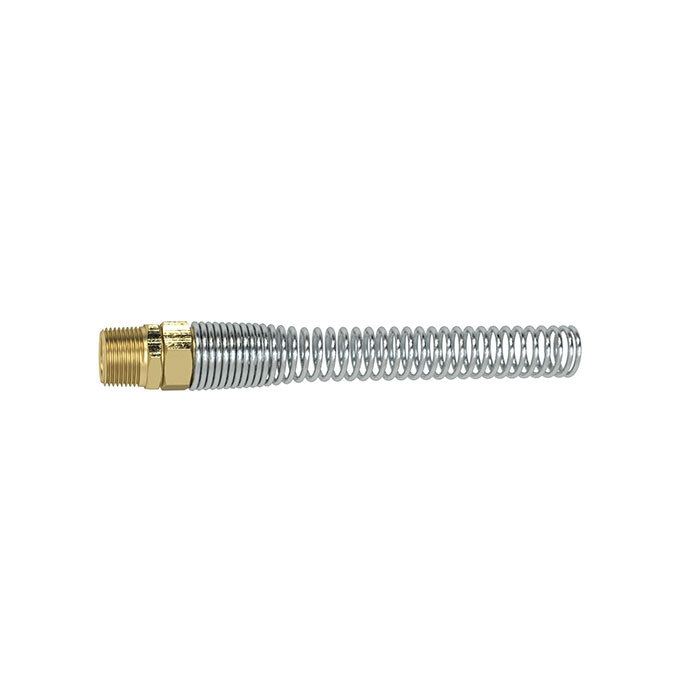 Rigid fitting, kink protection spring, Brass, G 1/4, Hose Ø 6x4