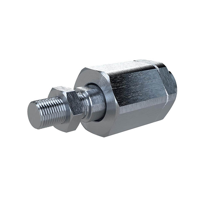 Self-aligning rod coupler, for piston rod thread M4x0.7