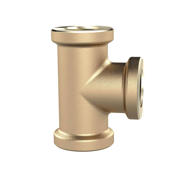 T-piece, 3x interior thread, G 1/4, 16 bar, bright brass