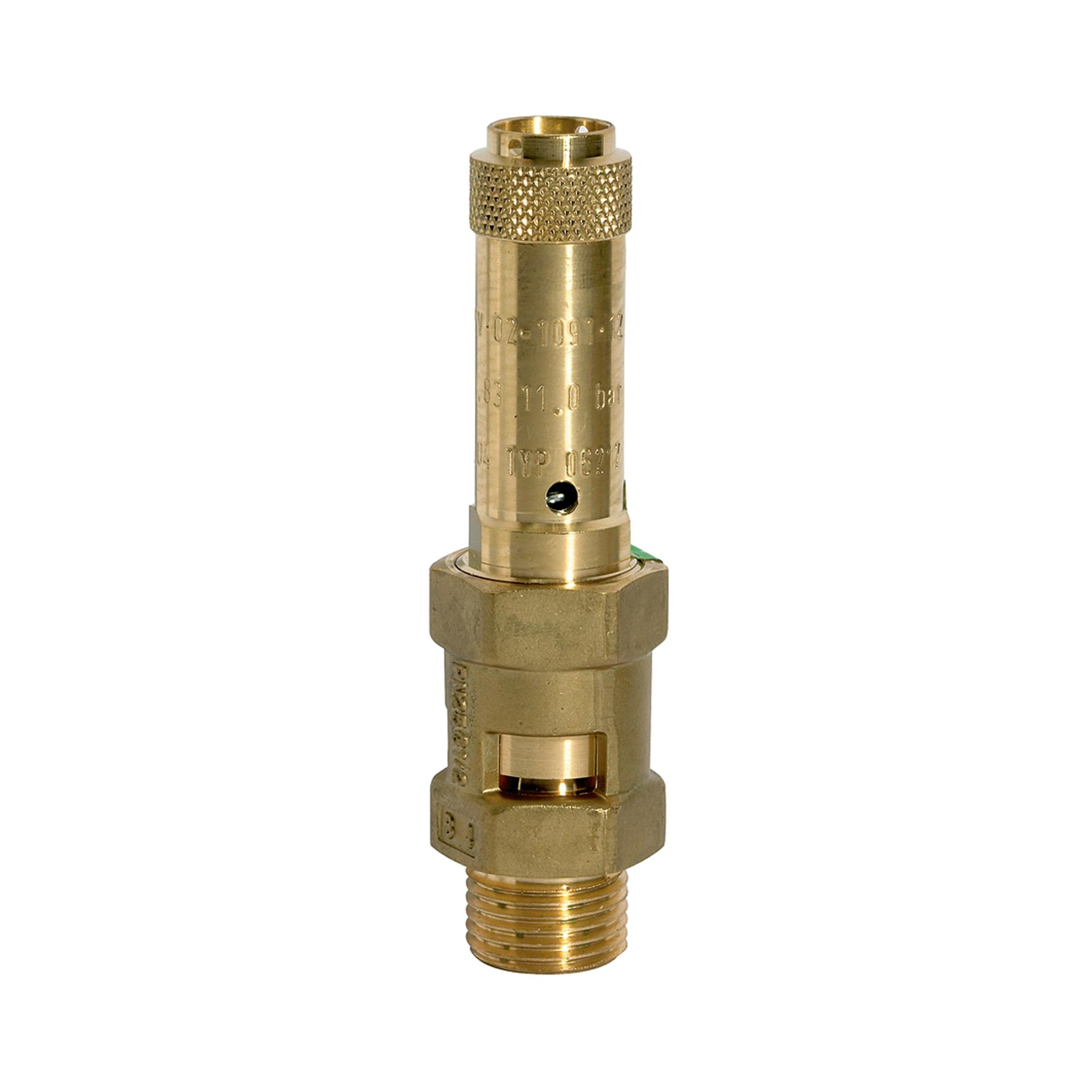 Safety valve, Brass, G 2, Trigger pressure 7.7 bar