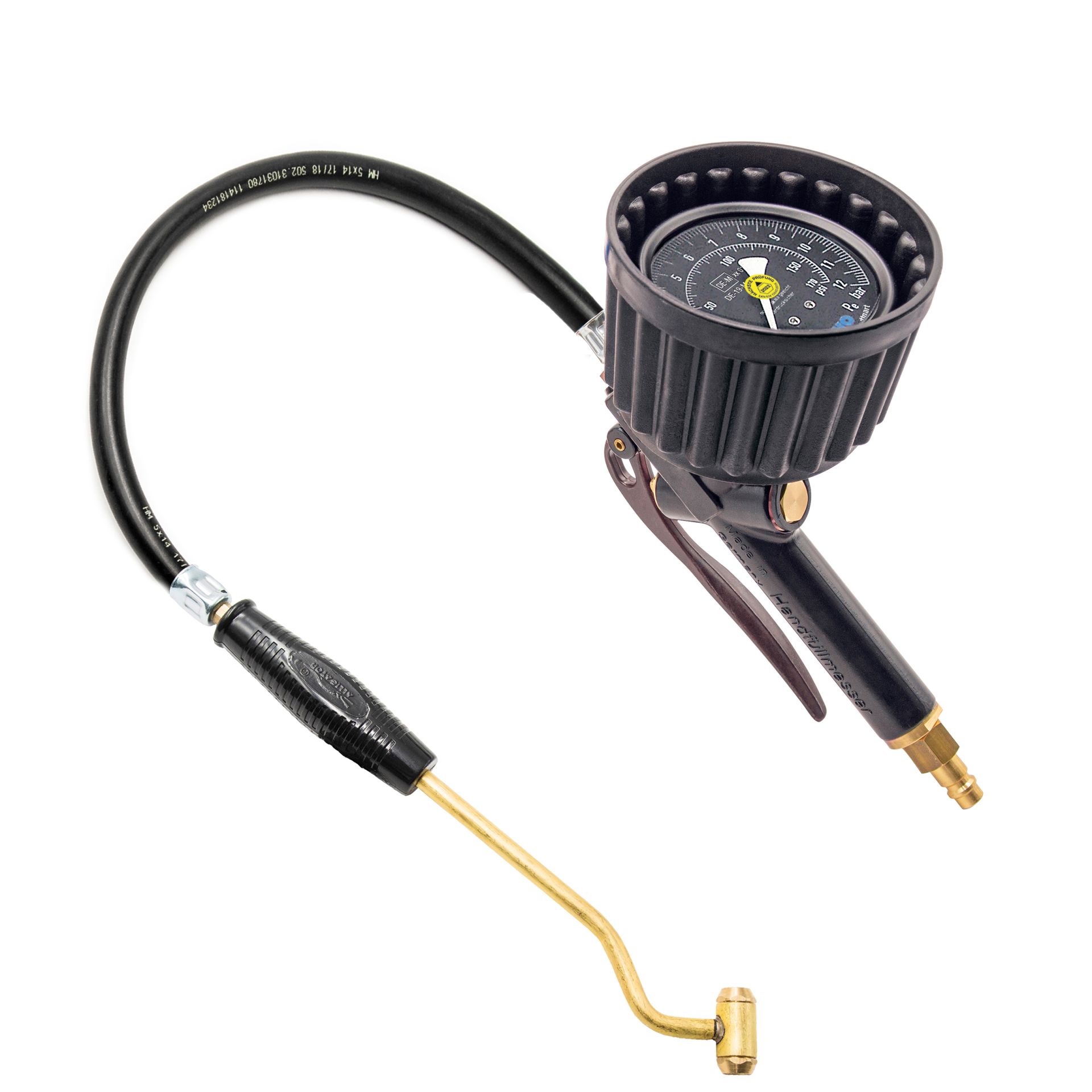 EWO hand-held tire inflator euroair, gas station plug, hose: 0.5 m, manometer Ø80 mm, MOP: 12 bar, conformity assessed