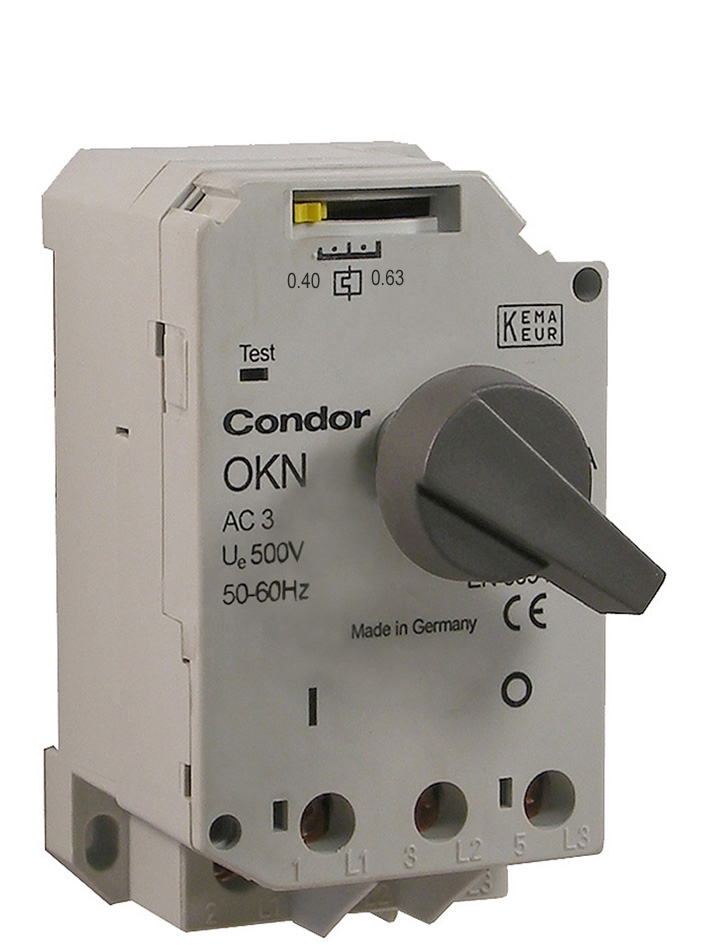 Condor Manual Motor Starters OKN thermal / magn. trip, setting range 0.40 - 0.63 A