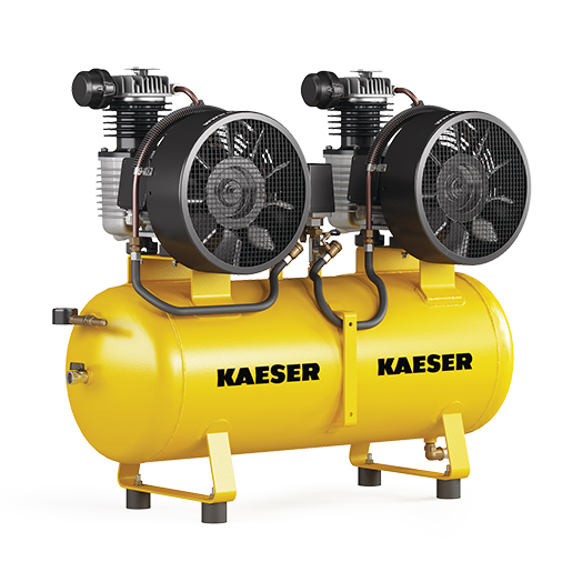 KAESER Industrie-Kolbenkompressor Doppelanlage Modell KCD 350-100 mit Schalldämmhaube