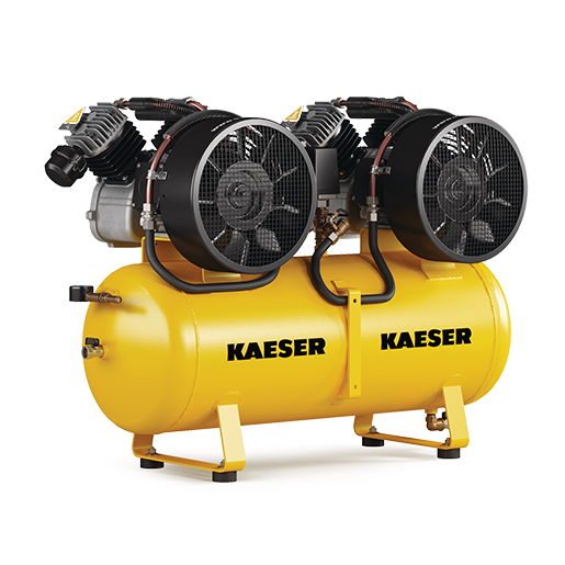 KAESER Industrial reciprocating compressor twin system model KCD 450-100 with sound insulation cover 