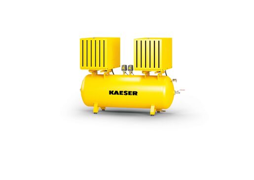 KAESER Industrial reciprocating compressor twin system model KCD 350-350 with sound insulation cover