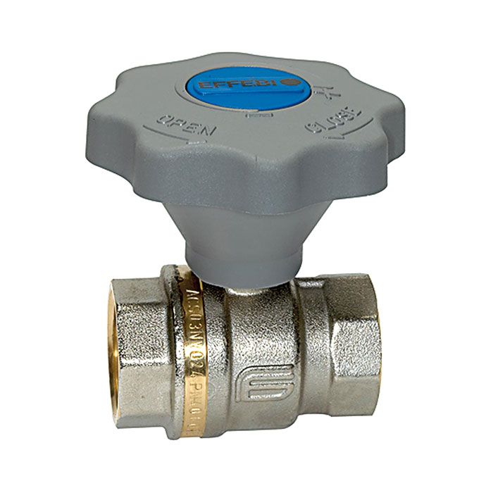 Ball valve fine adjustment, nickel-plated bright brass, G 1 1/4