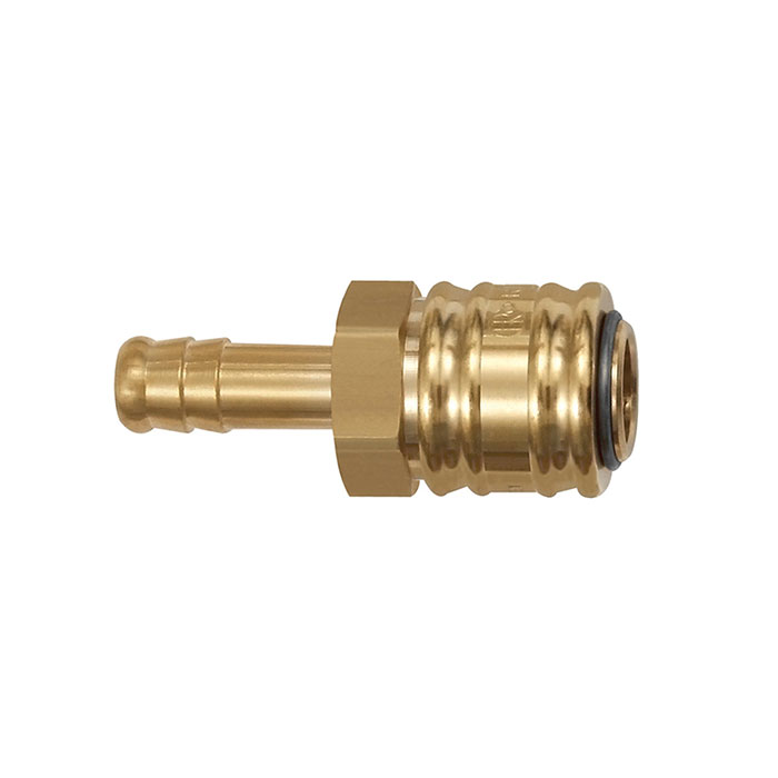 Quick-connect coupling I.D. 7.2, bright brass, Sleeve I.D. 6