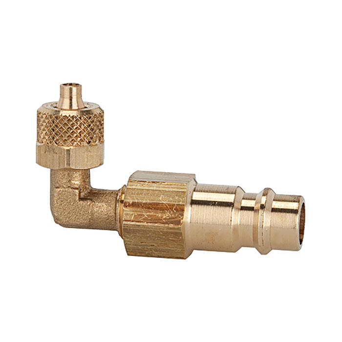 Plug-in angle for I.D. 7.2 - 7.8, bright brass, for hose 10x8