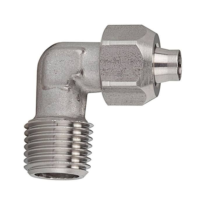 Angled screw-in fitting, R 1/4 o., for hose 8/6 mm, AF 14/10