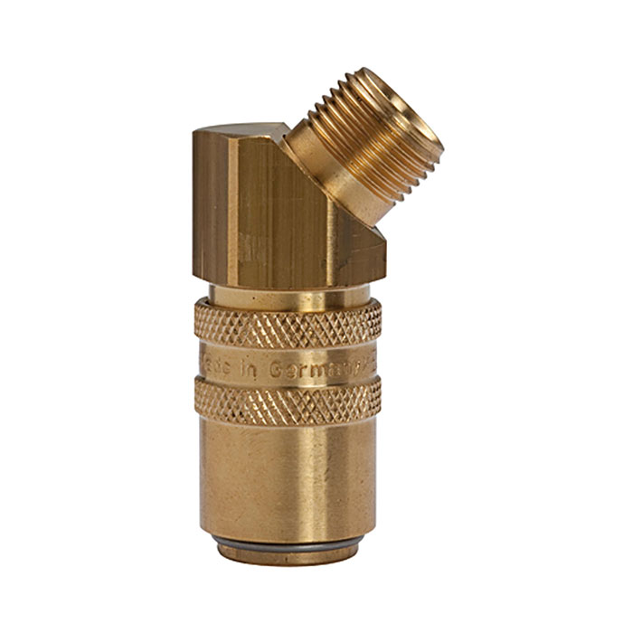 Tempered coupling DN 9, ET, Blocking valve, Brass, G 3/8 45°