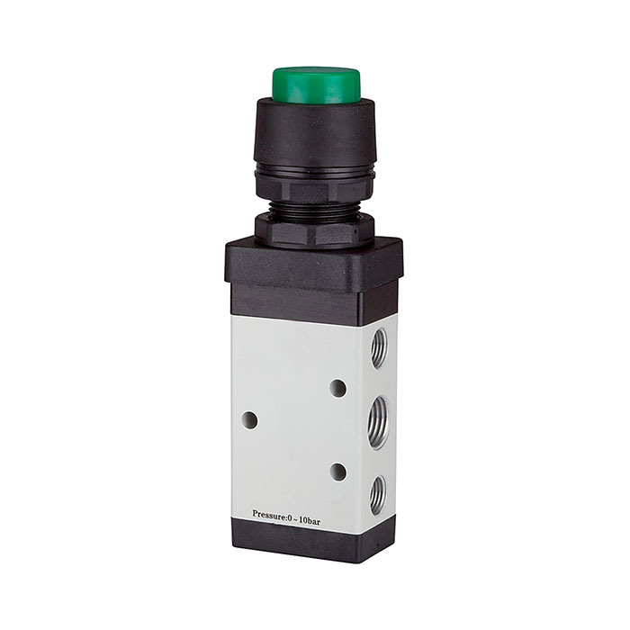 5/2-way valve, manual »M5« Push button, monostable, G 1/8