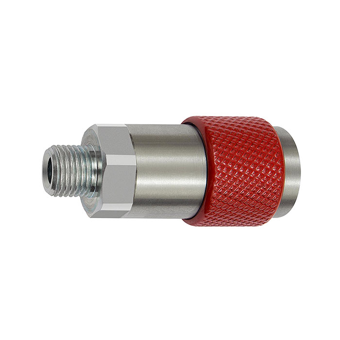 Captive swivel safety coupling I.D. 6, ISO 6150 C, G 3/8 ET, red