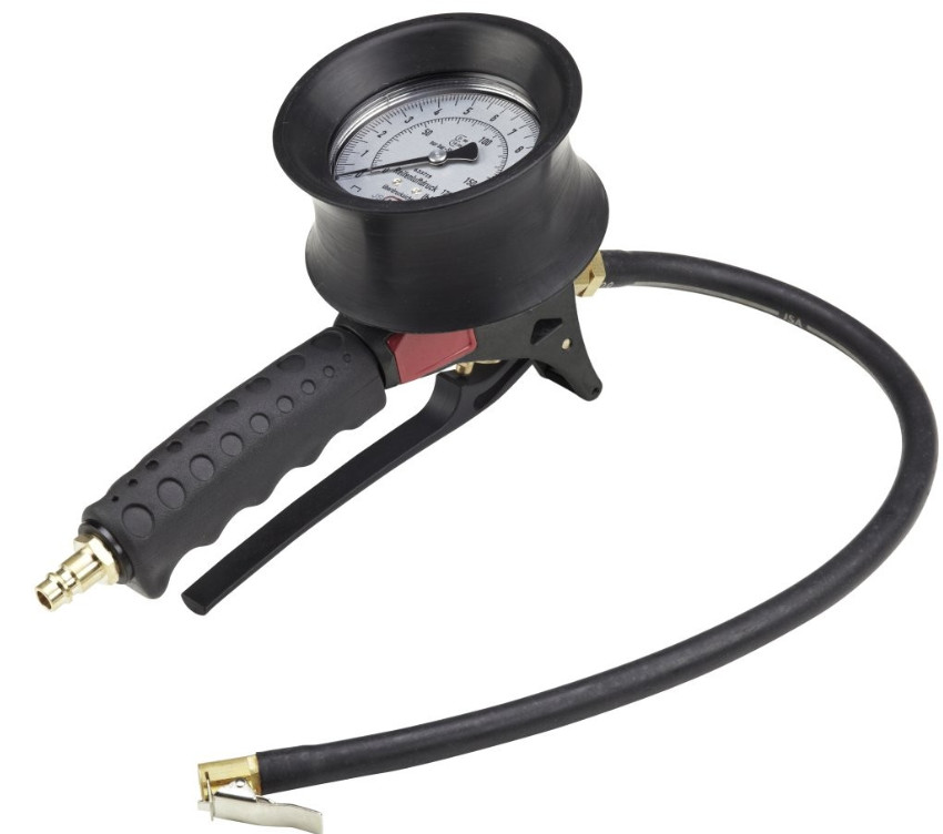 Aupperle hand tire inflation gauge ALF Handy analog 12 bar, instant-connect nipple, hose: 0.5 m, pressure gauge